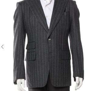 New TOM FORD Shelton Suit Blazer Jacket Wool Pin Stripe Gray 50. 40 R Italy $5 K